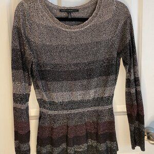 White House Black Market (WHBM) Sparkle Striped Sweater with Peplum